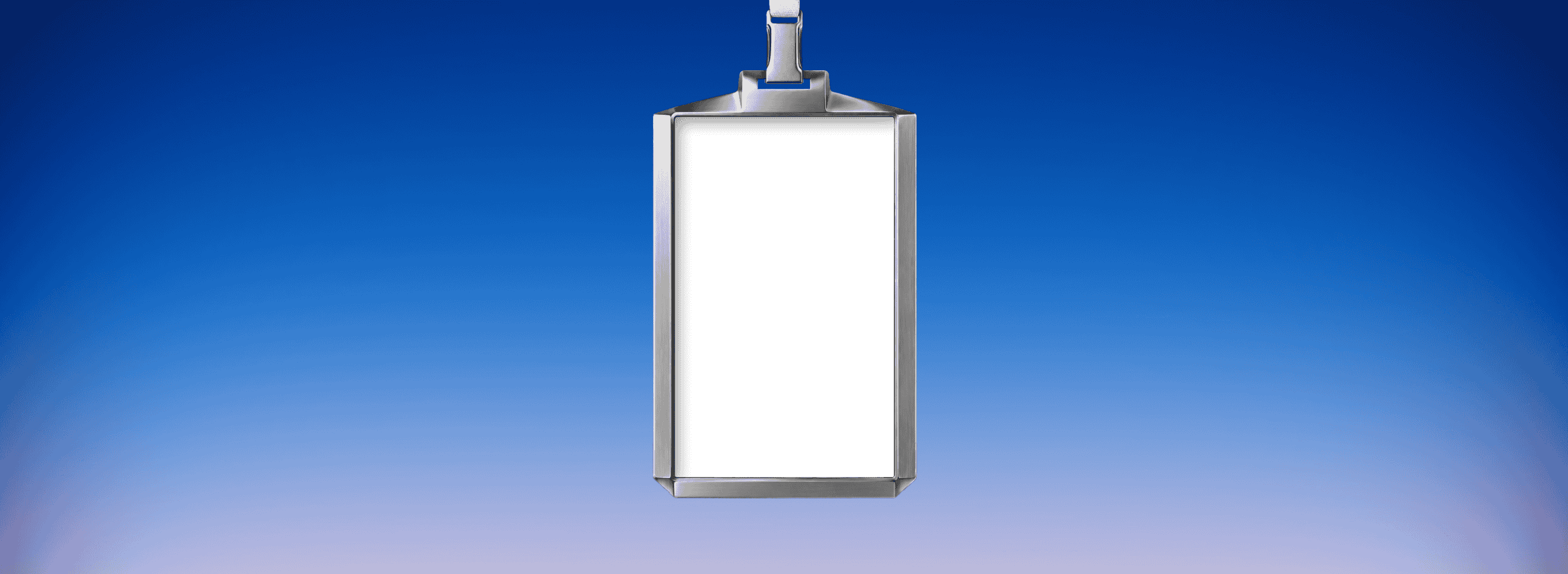 Mobius access badge on a lanyard